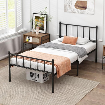 DIIYIV Twin Metal Bed Frame,Steel Slat Support,Noise Free,Easy Assembly | Twin Size Bed,Mattress Foundation,Underbed Storage,No Box Spring Needed