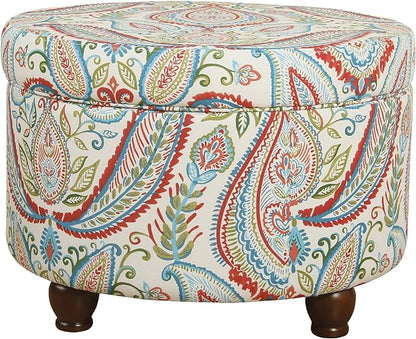 HomePop 24" Large Round Storage Ottoman - Bold Paisley
