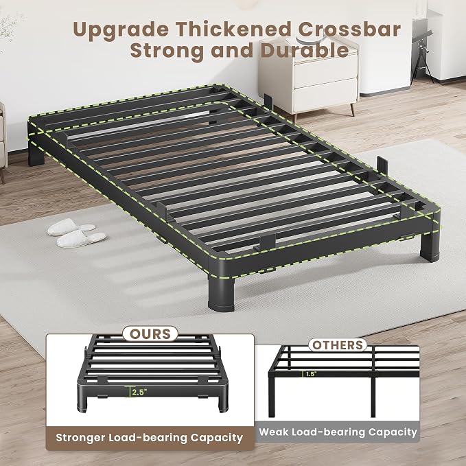 MAF 6 Inch Twin XL Metal Platform Bed Frame with Anti-Collision Round Legs, Black 3500 Lbs Heavy Duty Bed Frame Steel Slats Support, No Box Spring Needed, Easy Assembly