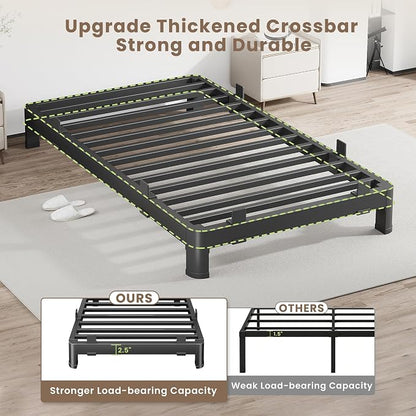 MAF 6 Inch Twin XL Metal Platform Bed Frame with Anti-Collision Round Legs, Black 3500 Lbs Heavy Duty Bed Frame Steel Slats Support, No Box Spring Needed, Easy Assembly