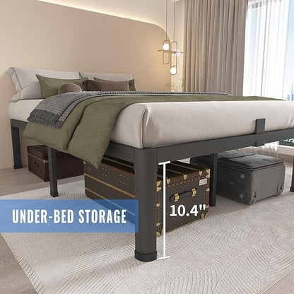 MAF 12 Inch Full Size Metal Platform Bed Frame with Round Corner Legs, Mattress Slide Stopper, 3000 LBS Heavy Duty Steel Slats Support, No Box Spring Needed, Noise Free