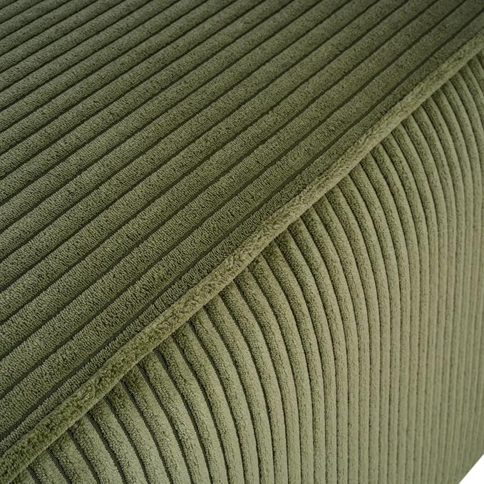 Christopher Knight Home Kyle Corduroy Woven Upholstery Square Ottoman, Living Room Sofa Ottoman with Wood Frame, Comfy Seating Experience with Dense Foam Padding, Non-Marking Foot Caps, Olive Green