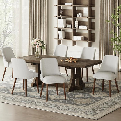 MALOL Dining Chairs Set of 4, Upholstered Dining Room Chair with Wood Legs, High-Back Padded Kitchen Chairs for Dining Room/Restaurant/Cafe, Light Grey