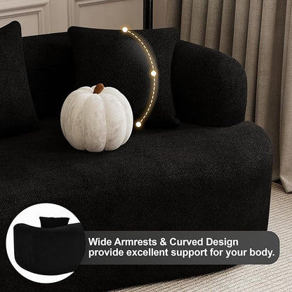 131" Curved Modular Sectional Sofa for Living Room, Modern Chenille Oversized Cloud Couch Sofa, Luxury Plush Extra Deep 4-Seater Boucle Couch for Apartment‌‌, No Assembly Required, Black