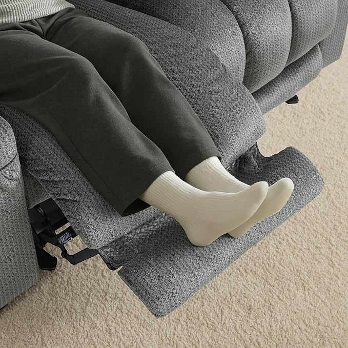 MCombo 55.9" Zero Gravity Power Loveseat Recliner with Heat and Vibration Massage, Reclining Loveseat Sofa with USB Ports, Cup Holders for Living Room, Fabric PR648SET (Grey)