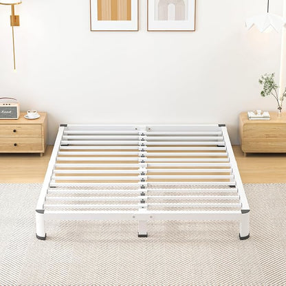 Superay 10 Inch Queen Size Metal Platform Bed Frame with Round Corners, Storage Space Under High Bed Frame-Heavy Duty Steel Slats Support, Noise Free - Easy Assembly - No Box Spring Needed, White