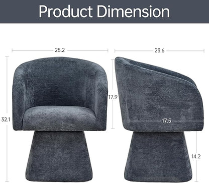 VKNOW Upholstered Swivel Dining Chairs Set of 2, Modern Dining Room Chairs with Barrel Back, Accent Arm Chair for Dining Room, Living Room, Bedroom, Vanity, Blue
