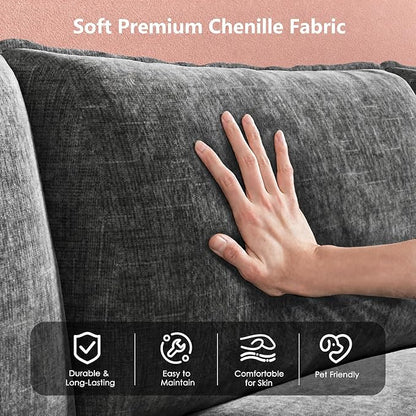 Marsail Modular Sectional Sofa 110.6" U-Shaped Modern Comfy Cloud Couch, 5-Seat Chenille Deep Seat Sofa with Throw Pillow & Movable Ottoman for Living Room, Bedroom and Apartment, Slate Gray