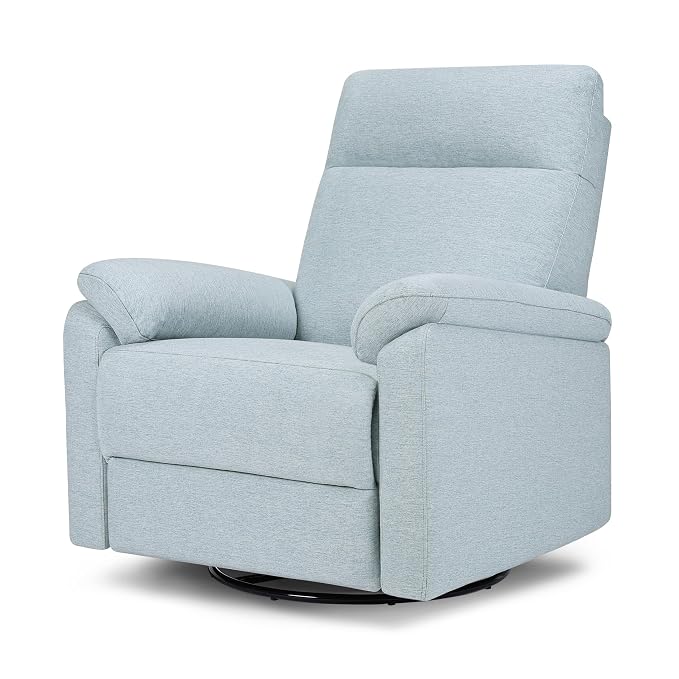 Davinci Suzy Electronic Swivel Recliner with USB Port in Heathered Blue, GREENGUARD Gold & CertiPUR-US® Certified