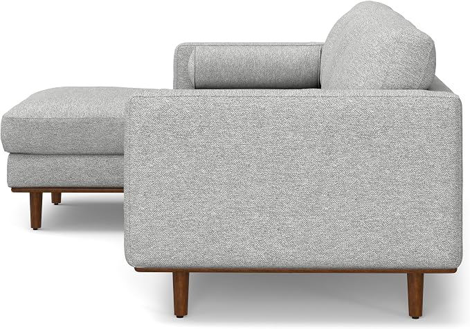 SIMPLIHOME Morrison Left Sectional Sofa in Woven-Blend Recycled Polyester Fabric, Mist Grey, 102-inches Wide, L-Shaped Couch with Left Chaise for The Living Room and Family Room
