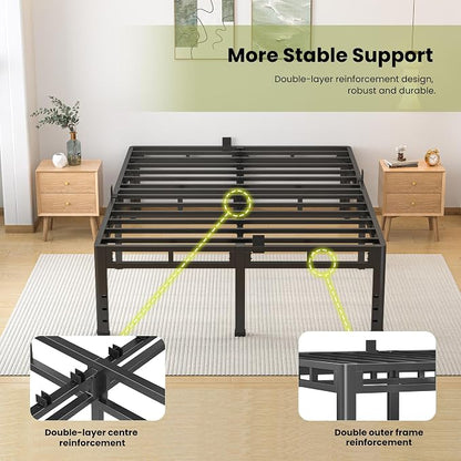 NKZ California King Bed Frame 20 Inch, Metal Bed Frame & Box Spring 2 in 1 Platform with Round Corner Legs, 4000lbs Weight Capacity Reinforced Metal Frame, Headboard Hole, Noise-Free, Easy Assembly