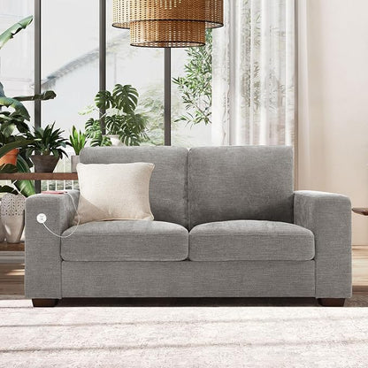 Hanherry 70" Loveseat Sofa for Living Room, Modern Comfy Couch with Medium Firm Seat Cushion, Removable Cover,Wide Armrest,USB/Type-C Port,Chenille Fabric Couches for Small Space,Apartment,Bedroom
