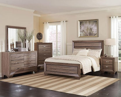 Coaster Home Furnishings Kauffman Transitional 5-Piece Bedroom Set Eastern King Size Panel Bed Frame 54-inch Headboard Washed Taupe 204191KE-S5