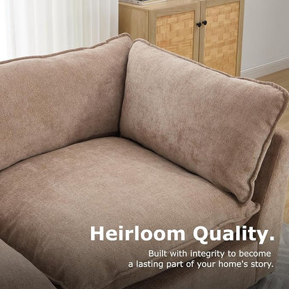 Iroomy Modular Sectional Sofa, Oversized Chenille Cloud Couch, Deep Comfy Seat, 3-Seater Sofas Couches for Living Room, Khaki