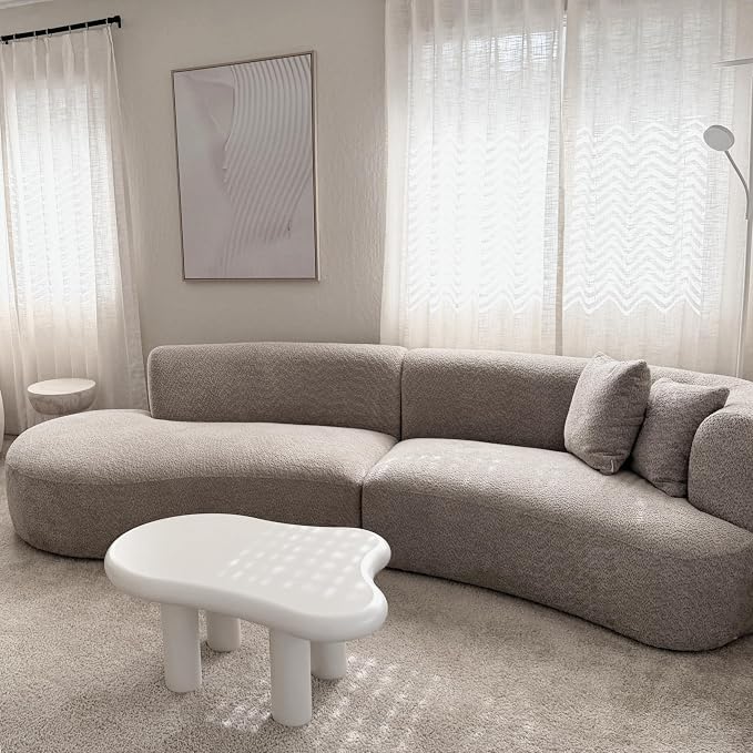 Acanva Formia Boucle Curved Sectional Couch for Living Room | Modular Sofa, Modern Minimalist, Wood Frame, For Apartment, Home Office