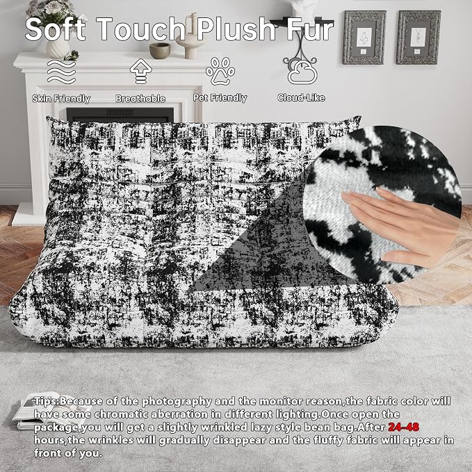 WHGBJA Bean Bag Chairs for Adults with Memory Foam Couch, Loveseat Sofa Chair for Bedroom, Living Room, Reading, Gaming Floor Sofa Couch, Boneless, Comfy