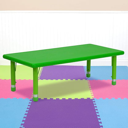 Flash Furniture Wren 24''W x 48''L Rectangular Green Plastic Height Adjustable Activity Table
