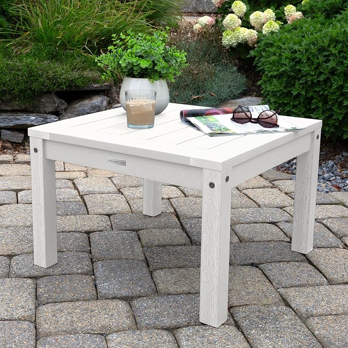 Highwood AD-KITCHGL2-WHE 2 Lehigh Garden Chairs with 1 Square Side Table 3-Piece Set, White