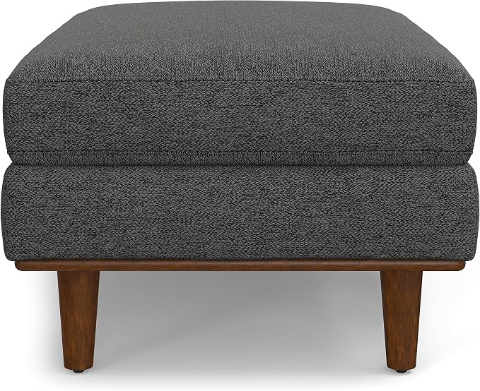 SIMPLIHOME Morrison 49-inch Wide Table Ottoman in Charcoal Grey Woven-Blend Fabric, Multifunctional Footrest, Coffee Table, or Extra Seating for Living Room, Mid-Century Modern Style
