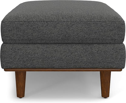 SIMPLIHOME Morrison 49-inch Wide Table Ottoman in Charcoal Grey Woven-Blend Fabric, Multifunctional Footrest, Coffee Table, or Extra Seating for Living Room, Mid-Century Modern Style