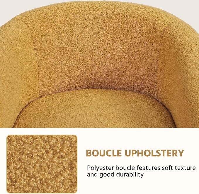 Topeakmart Barrel Chair, Soft Sherpa Accent Chair Side Chair Club Chair Modern Style Deep Seating Barrel Armchair for Living Room Furniture Reading Room Bedroom, Mustard Yellow