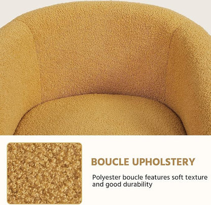 Topeakmart Barrel Chair, Soft Sherpa Accent Chair Side Chair Club Chair Modern Style Deep Seating Barrel Armchair for Living Room Furniture Reading Room Bedroom, Set of 2, Mustard Yellow