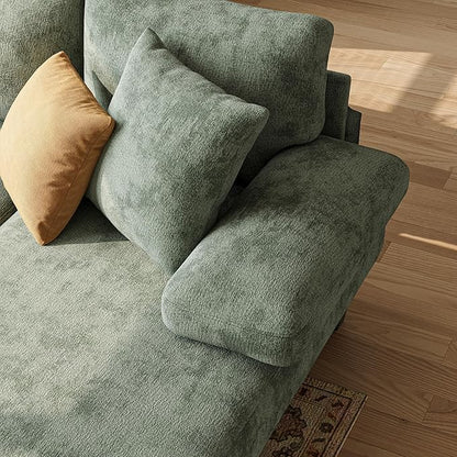Txtin's Sleeper Sofa with Pull Out Couch Bed | 112 Inch Couches for Living Room | U-Shaped Convertible Sofa Bed | Chenille Green