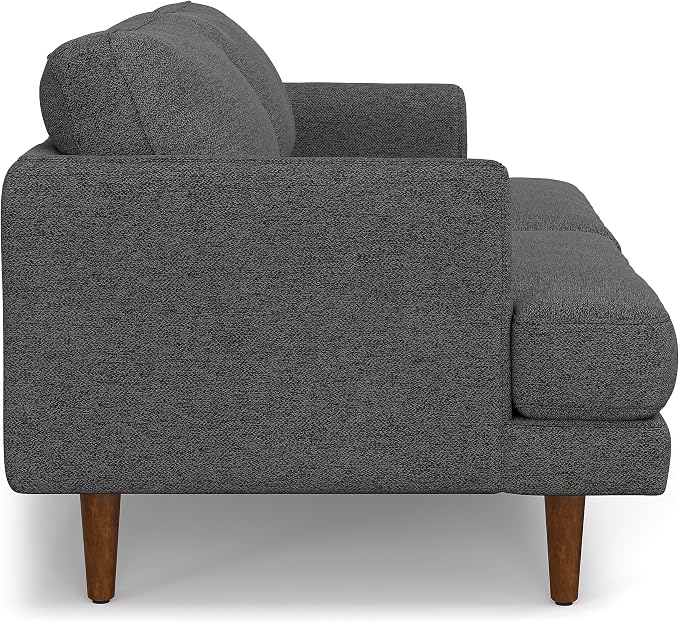 SIMPLIHOME Livingston 76" Wide x 33" High Sofa in Charcoal Grey Woven-Blend Fabric, Handcrafted Loveseat Couch for Living Room or Family Room, Mid-Century Modern Style, Solid Wood Frame
