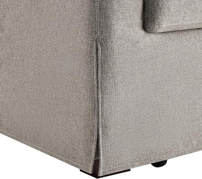 Serta® Hawthorne 90.6" Slipcovered Queen-Size Convertible Pop-up Sofa, Dreamcoil® Comfort, Woven Polyester Blend Fabric, Flax
