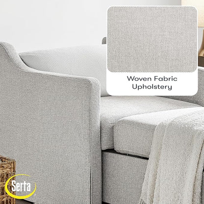 Serta Hawthorne 35" Slipcovered Convertible Accent Chair, Cot Size, Dreamcoil Comfort, Finger Guard Protection, Polyester Tweed Fabric, Linen