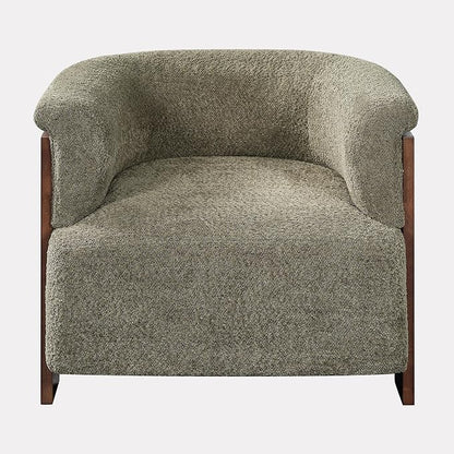 Merax 31.7" Mid-Century Teddy Fleece Barrel Accent Chair, Green | Green Teddy Fleece Upholstered Armchair, Modern Wraparound Lounge Chair for Living Room, Bedroom, Entryway