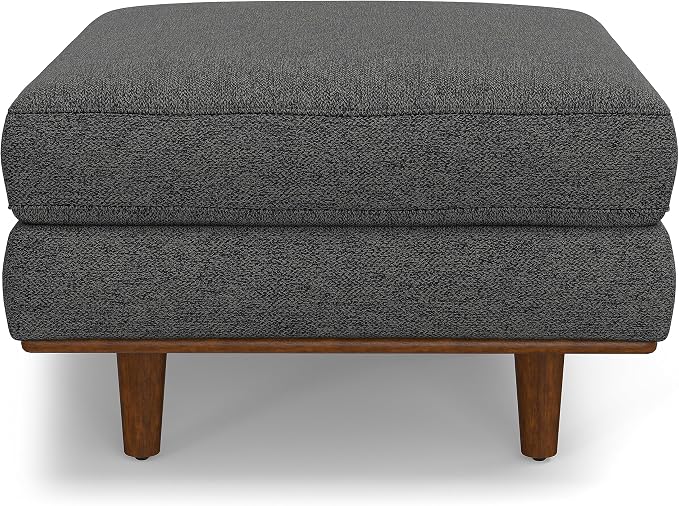SIMPLIHOME Morrison 33-inch Wide Table Ottoman in Charcoal Grey Woven-Blend Fabric, Multifunctional Footrest, Coffee Table, or Extra Seating for Living Room, Mid-Century Modern Style