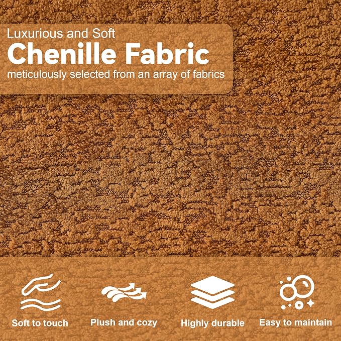 69" Curved Loveseat Sofa for Living Room, Modern Chenille Love Seat Cloud Couch, Luxury Plush Extra Deep Oversized Sofa for Small Spaces, Bedroom, Apartment‌, No Assembly Required, Orange