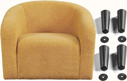 Topeakmart Barrel Chair, Soft Sherpa Accent Chair Side Chair Club Chair Modern Style Deep Seating Barrel Armchair for Living Room Furniture Reading Room Bedroom, Mustard Yellow