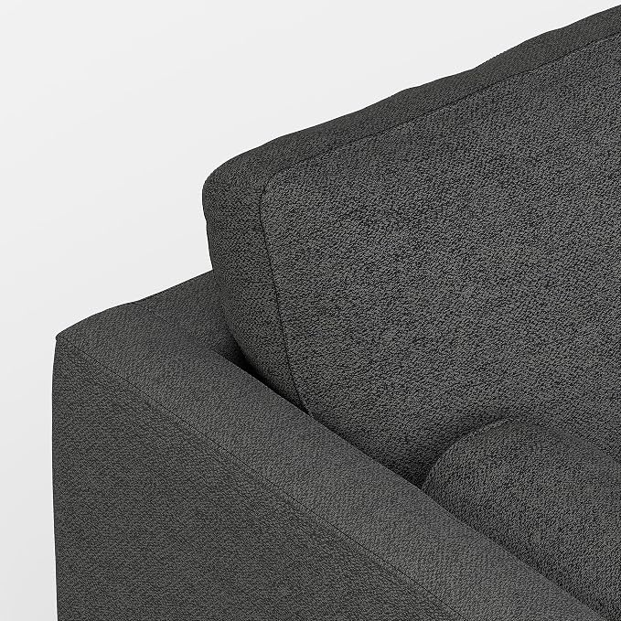 SIMPLIHOME Morrison Right Sectional Sofa in Woven-Blend Recycled Polyester Fabric, Charcoal Grey, 102-inches Wide, L-Shaped Couch with Right Chaise for the Living Room and Family Room