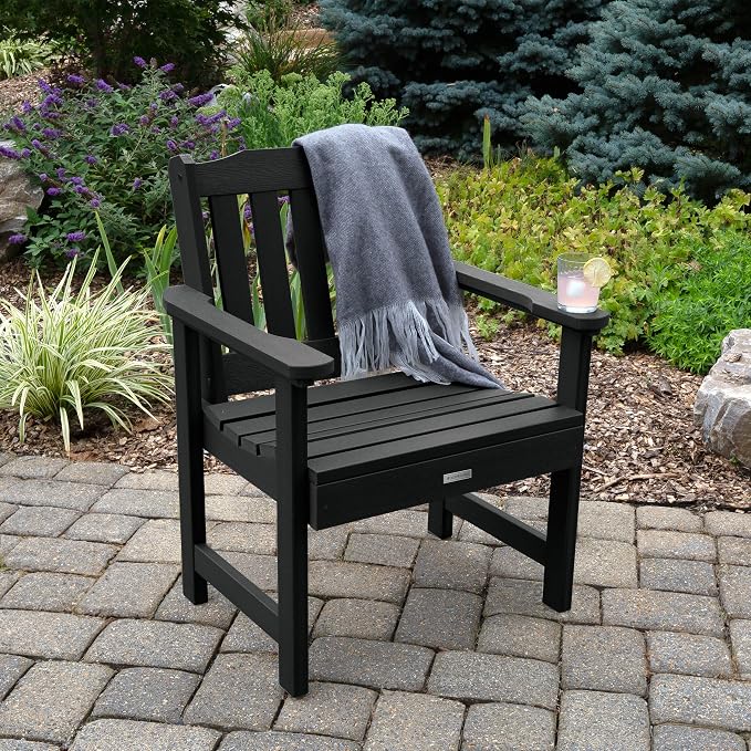 Highwood AD-KITCHGL2-BKE 2 Lehigh Garden Chairs with 1 Square Side Table 3-Piece Set, Black