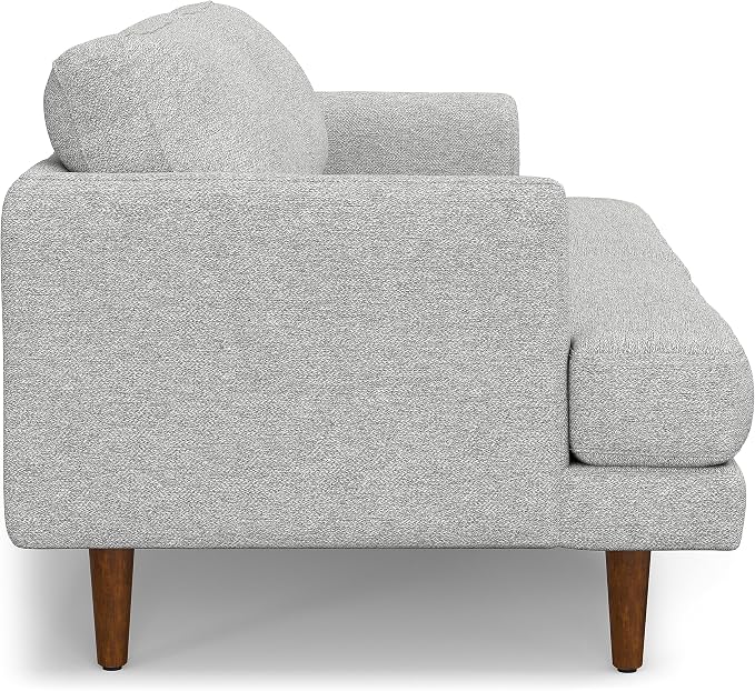 SIMPLIHOME Livingston 76" Wide x 33" High Sofa in Mist Grey Woven-Blend Fabric, Handcrafted Loveseat Couch for Living Room or Family Room, Mid-Century Modern Style, Solid Wood Frame