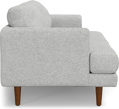 SIMPLIHOME Livingston 76" Wide x 33" High Sofa in Mist Grey Woven-Blend Fabric, Handcrafted Loveseat Couch for Living Room or Family Room, Mid-Century Modern Style, Solid Wood Frame