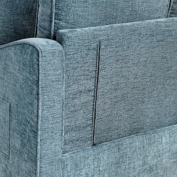 ERYE Chenille Tufted Loveseat Sofa and Ottoman Set, Tufted Recliner Sleeper Chaise Lounge with Curved Storage Ottoman,Reclining Backrest and Side Pockets, 4 Pillows