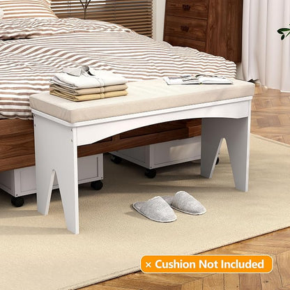 APRTAT Bamboo 35.4" Dining Room Bench, Long Indoor Shoe Bench Seat, White | 450LBS Weight Capacity, 2-Person Seat, Rounded Safety Corners, Multi-Scene Use, Easy Assembly