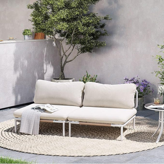 Crestlive Products Oversized Outdoor Couch, 2-Seater Modular Sectional Sofa with Cushions, Modern Patio Conversation Set for Backyard, Deck, Porch or Poolside