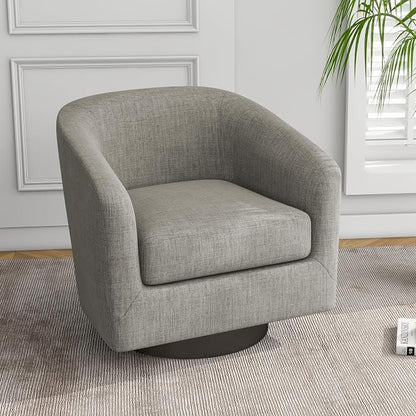Swivel Accent Chairs Set of 2, Fabric Barrel Club Chair Upholstered Armchair for Living Room, Round Arm Chair Bedroom Single Sofa Reading Seat - Khaki