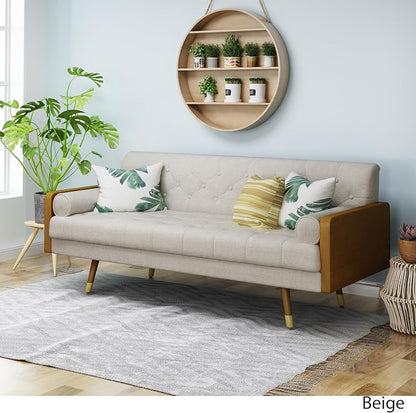Christopher Knight Home Aidan Mid Century Modern Tufted Fabric Sofa, Beige