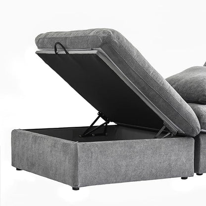Cloud Modular Sectional Sofa Couch,Oversized Couch 6 Seater for Living Room,160.6" V Shaped Convertible Couches with Storage Ottoman, Covers Washable&Replaceable,Gray