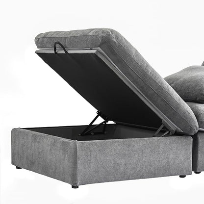 Cloud Modular Sectional Sofa Couch,120.45" U Shaped Convertible Couches with Storage Ottoman for Living Room,Minimalist Deep Sofa Couches,Sofa Covers Washable&Replaceable
