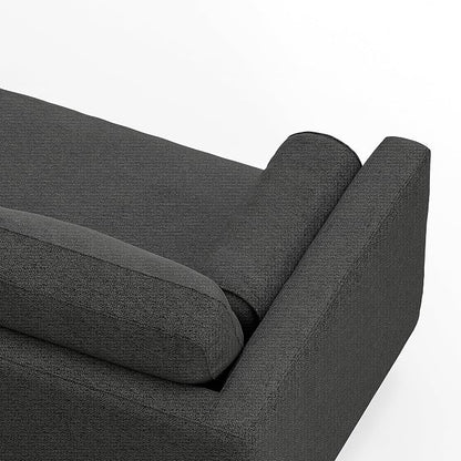 SIMPLIHOME Morrison Right Sectional Sofa in Woven-Blend Recycled Polyester Fabric, Charcoal Grey, 102-inches Wide, L-Shaped Couch with Right Chaise for the Living Room and Family Room