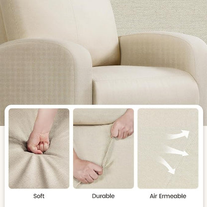 Topeakmart Fabric Recliner Sofa Push Back Recliner Chair Adjustable Modern Single Reclining Chair Upholstered Sofa with Pocket Spring Living Room Bedroom Home Theater Beige