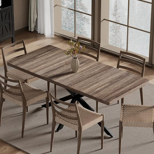Extendable Dining Room Table for 4 6 8, 55"-71" Long Rectangle Kitchen Table,Wood Expandable Dining Table with Hidden Storage, Space Saving, For Kitchen Dining Living Room, Farmhouse, Dark Walnut