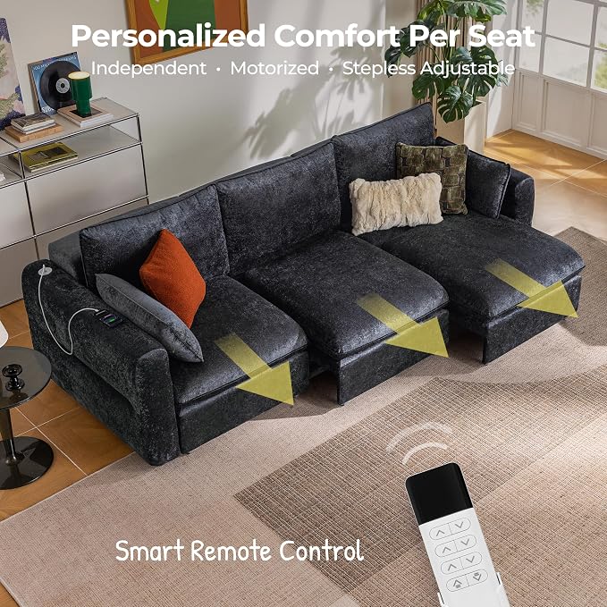 103" Electric Pull Out Sleeper Sofa Bed, 2in1 Convertible Power Extendable Couch Bed with Fast Charging USB&3 Smart Motor&Wide Back, Oversized Couches for Living Room&Small Space, Velvet Dark Grey