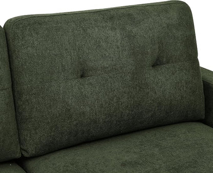 Ball & Cast 67.7" Loveseat Sofa,Mid Century Modern Love Seat Couches for Living Room,Button Tufted Upholstered Small Couch with Solid Wood Legs for Bedroom,Apartment,Office,Easy Assembly,Antique Green
